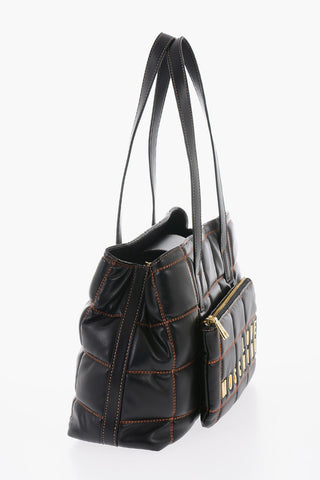 LOVE Borsa a Spalla in Ecopelle Trapuntata con Logo Dorato