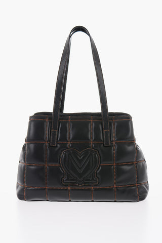  LOVE Quilted Faux Leather Shoulder Bag with Golden Logo