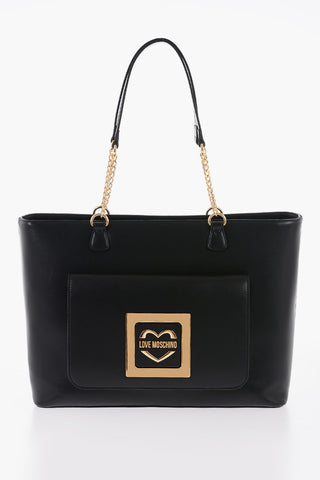  LOVE Faux Leather Tote Bag with Golden Details