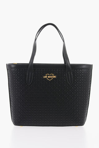  LOVE Faux Leather VALENTINA Tote Bag with All-Over Hearts