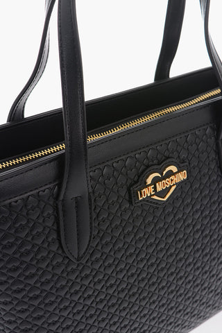  LOVE Faux Leather VALENTINA Tote Bag with All-Over Hearts