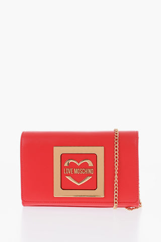 LOVE Borsa a Tracolla in Ecopelle con Logo in Metallo Dorato