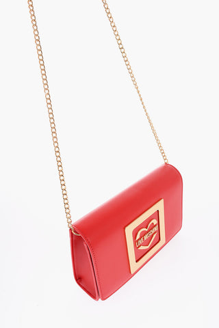 LOVE Borsa a Tracolla in Ecopelle con Logo in Metallo Dorato