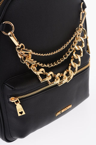 LOVE Zaino In Ecopelle con Multitasche e Catene Dorate Decorative