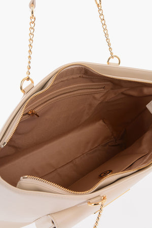 LOVE Faux Leather Tote Bag with Gold Details