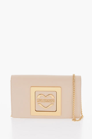 LOVE Borsa a Tracolla in Ecopelle con Logo in Metallo Dorato