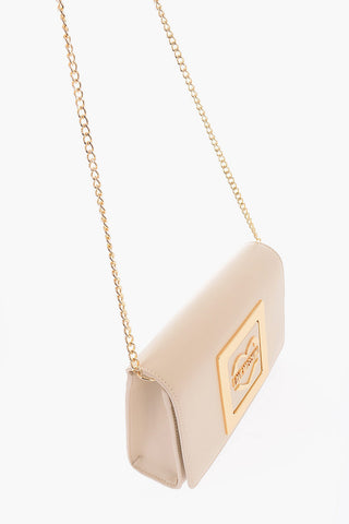 LOVE Borsa a Tracolla in Ecopelle con Logo in Metallo Dorato