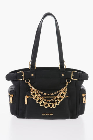  LOVE Faux Leather Shoulder Bag with Removable Golden Charm 