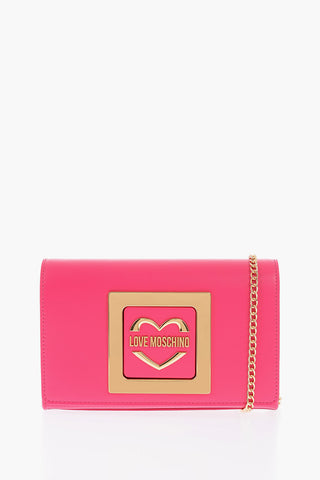 LOVE Faux Leather Crossbody Bag with Gold Metal Logo