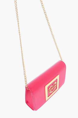 LOVE Faux Leather Crossbody Bag with Gold Metal Logo