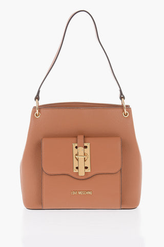 LOVE Faux Leather Shoulder Bag with Gold Details
