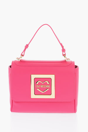 LOVE Borsa a Spalla in Ecopelle con Logo in Metallo Dorato