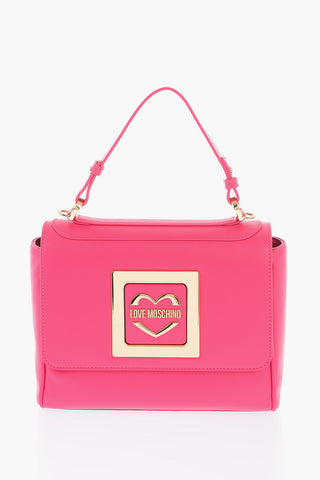 LOVE Borsa a Spalla in Ecopelle con Logo in Metallo Dorato