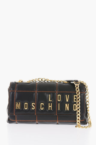 LOVE Quilted Faux Leather Bag with Chain Shoulder Strap