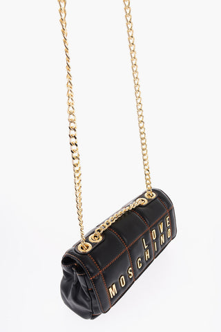 LOVE Quilted Faux Leather Bag with Chain Shoulder Strap