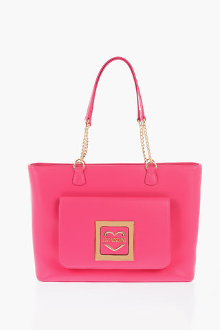  LOVE Faux Leather Tote Bag with Golden Details