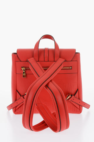 LOVE Solid-Color Faux Leather Backpack with Gold Logo