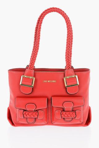 LOVE LOVE Borsa a Spalla in Ecopelle con Manico Intrecciato 