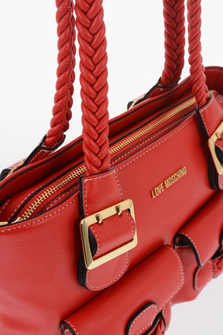 LOVE LOVE Borsa a Spalla in Ecopelle con Manico Intrecciato 