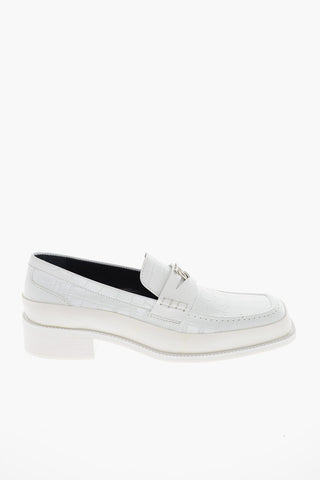 Croco-effect Leather THE BRUTALIST Loafers with Squared Toe
