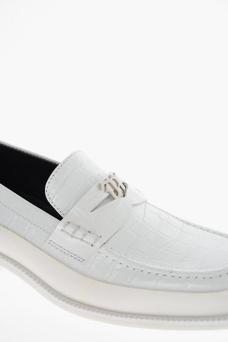 Croco-effect Leather THE BRUTALIST Loafers with Squared Toe