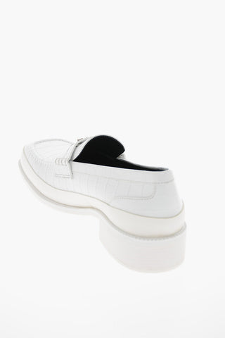 Croco-effect Leather THE BRUTALIST Loafers with Squared Toe