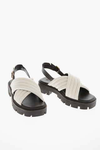 Padded Leather Sandals with Lug Sole