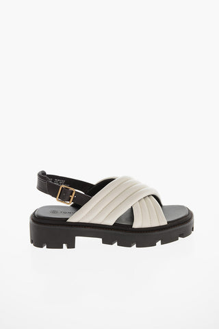 Padded Leather Sandals with Lug Sole