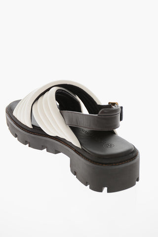 Padded Leather Sandals with Lug Sole
