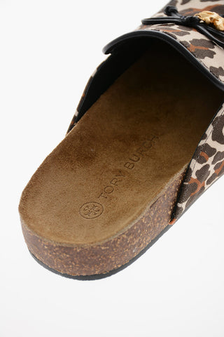 Leopard-printed TORY CHARM Mules with Bow-detail