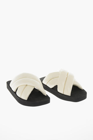 Criss-crossed Padded Leather Slides