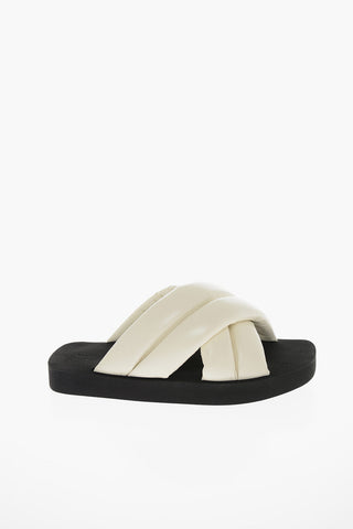 Criss-crossed Padded Leather Slides
