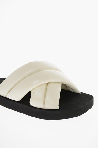 Criss-crossed Padded Leather Slides