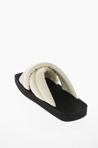 Criss-crossed Padded Leather Slides