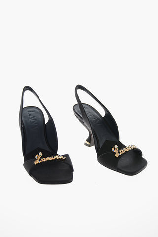 Silk RITA Slingback Sandals with Logo Detail