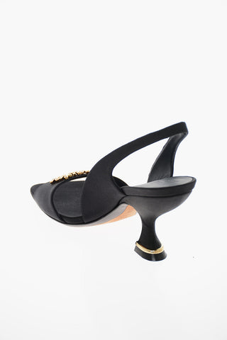 Silk RITA Slingback Sandals with Logo Detail