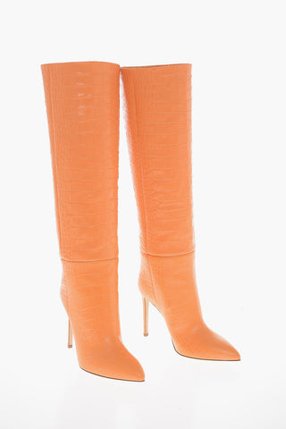 Croco-effect Leather Knee-high Boots