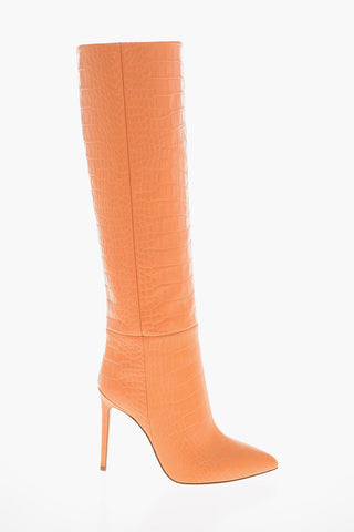 Croco-effect Leather Knee-high Boots