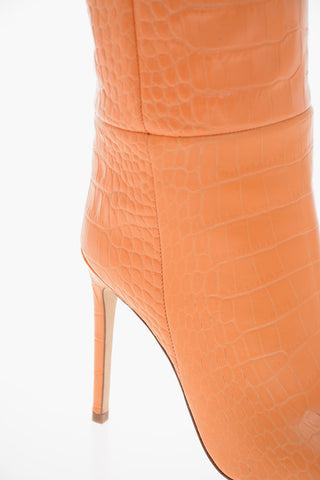Croco-effect Leather Knee-high Boots