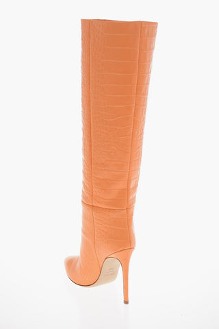 Croco-effect Leather Knee-high Boots