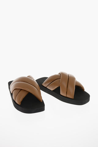 Criss-crossed Padded Soft-leather Slides
