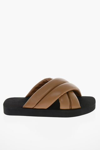 Criss-crossed Padded Soft-leather Slides