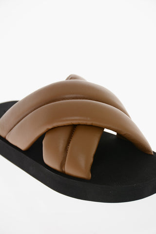 Criss-crossed Padded Soft-leather Slides