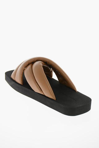 Criss-crossed Padded Soft-leather Slides