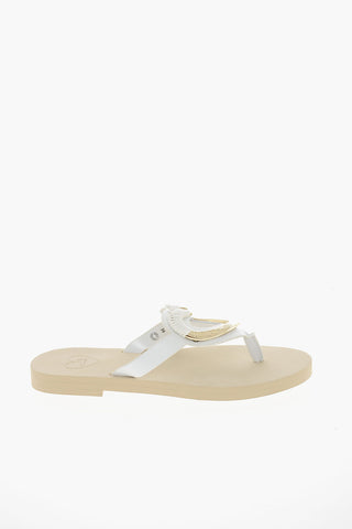 LOVE Leather Flip Flop with Golden Maxi Heart