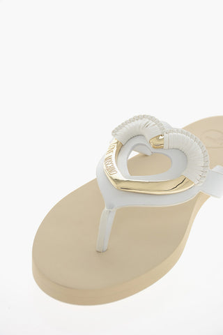 LOVE Leather Flip Flop with Golden Maxi Heart