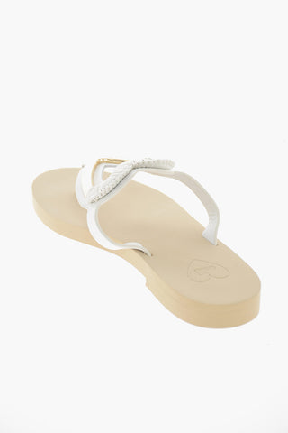 LOVE Leather Flip Flop with Golden Maxi Heart