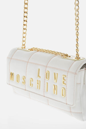 LOVE Quilted Faux-Leather Bag with Chain Strap
