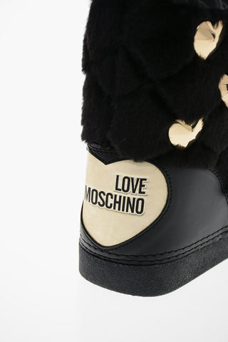 LOVE Stivali Da Neve in Ecopelliccia Con Cuori All-Over Dorati
