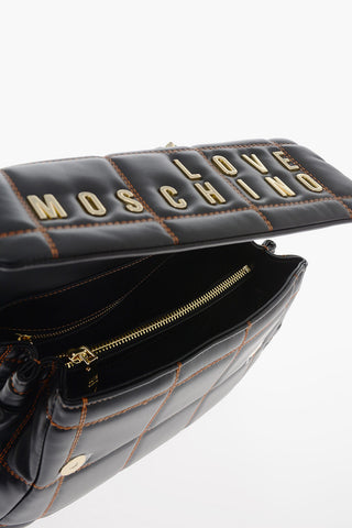 LOVE Quilted Faux Leather Bag with Golden Logo